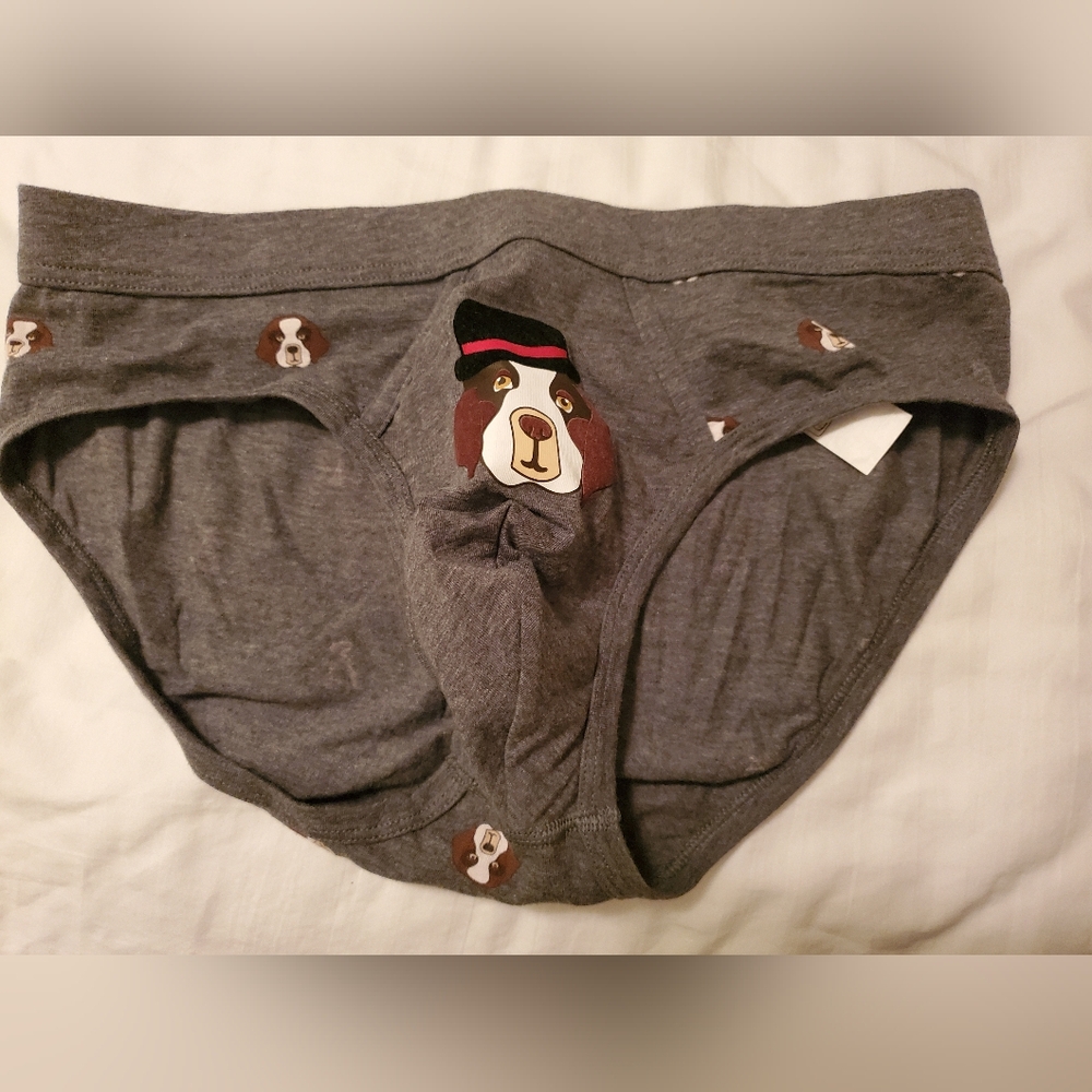 Gray Dog Print Men's Briefs